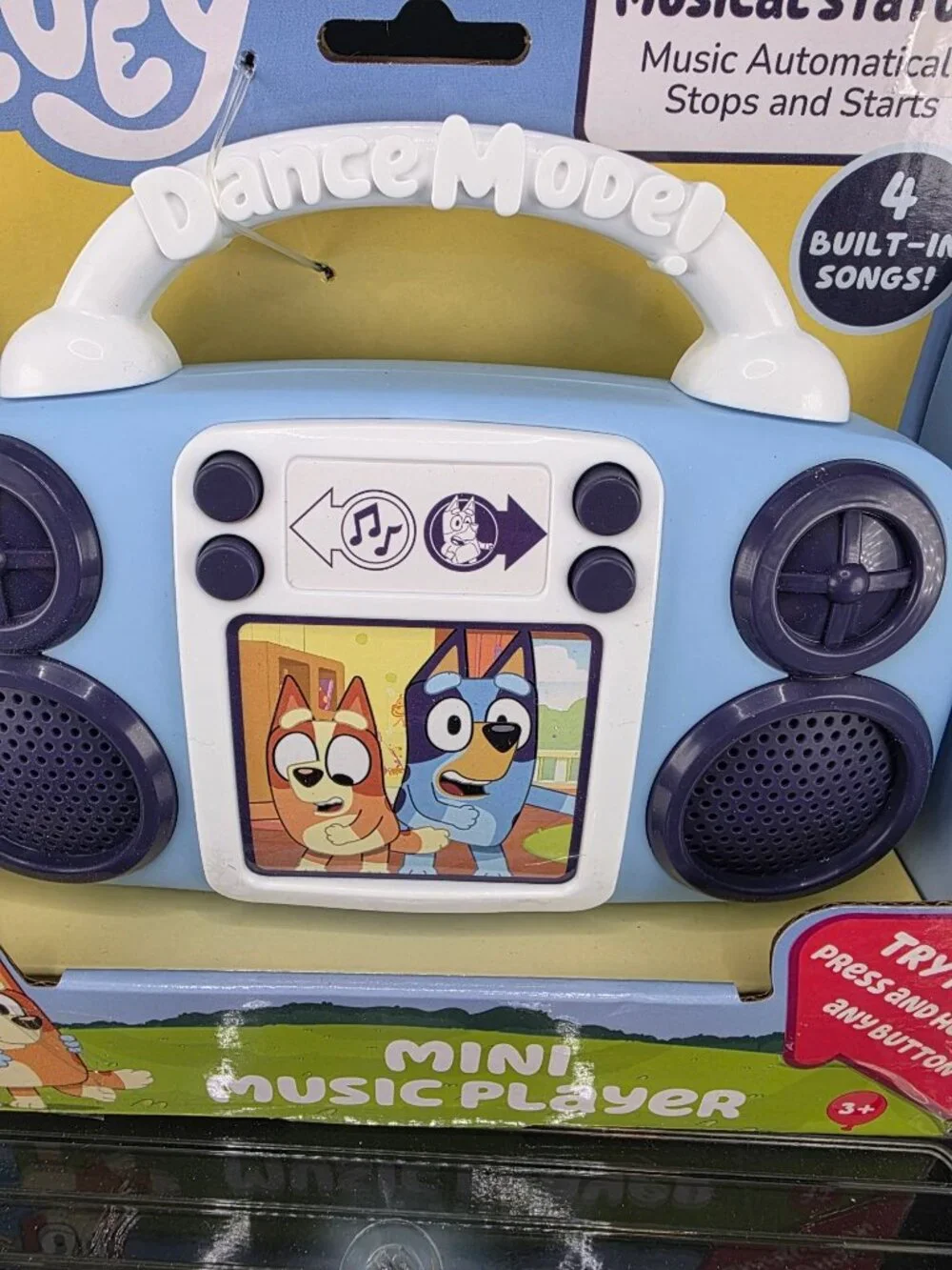Bluey Dance Mode Mini Music Player 4 Built-In Songs Ages 3+
